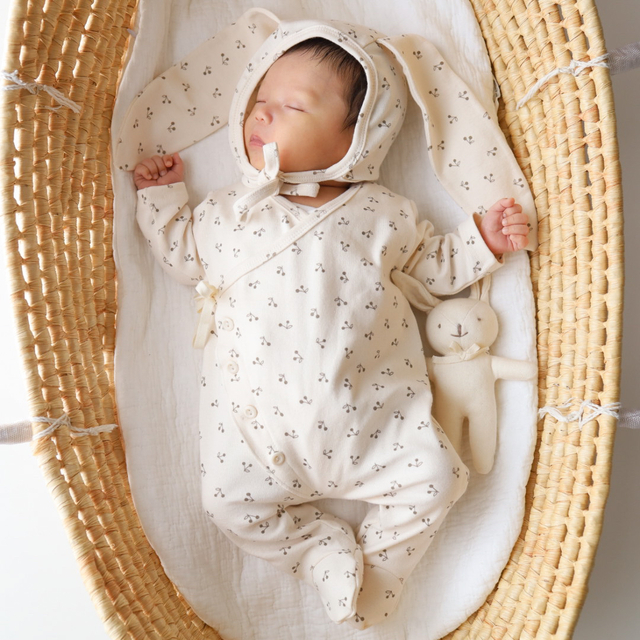 newborn cherry rompers & usamimi bonnet