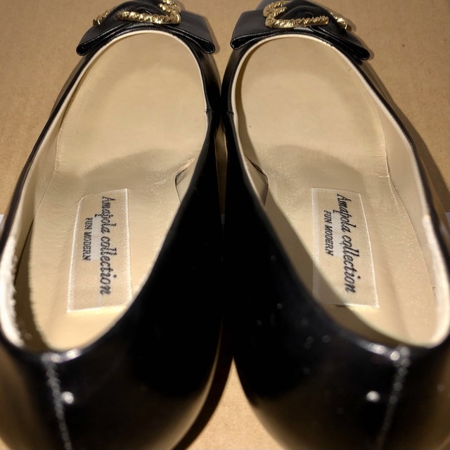 Amapola collection アマポーラ黒パンプス 本革 24cm 美品 レディースの靴/シューズ(ハイヒール/パンプス)の商品写真