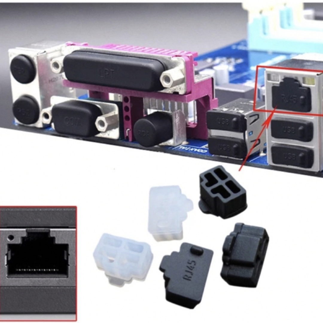 [新品] LAN イーサネット RJ45 Hubポート ダストカバー 20個 黒 スマホ/家電/カメラのPC/タブレット(PC周辺機器)の商品写真