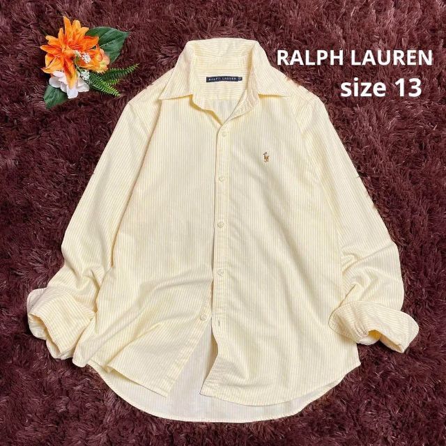 Ralph Lauren(ラルフローレン)の大きめサイズ♡ラルフローレン　ストライプシャツ　羽織り　刺繍　コットン　13号 レディースのトップス(シャツ/ブラウス(長袖/七分))の商品写真