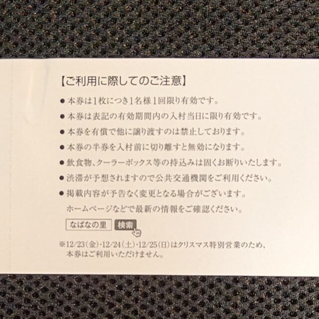 なばなの里　入村招待券 チケットの施設利用券(その他)の商品写真