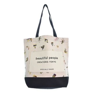 ビューティフルピープル(beautiful people)のbeautiful people トートバッグ - 白x黒等(総柄) 【古着】【中古】(トートバッグ)