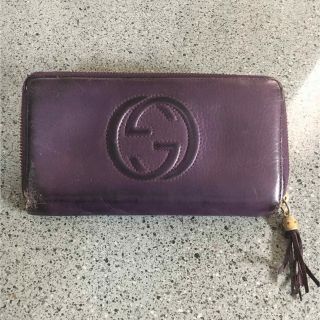 グッチ(Gucci)のGUCCI グッチ インターロッキング GG ラウンドファスナー長財布　紫(長財布)