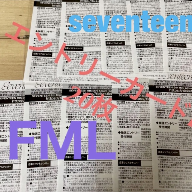 エンタメ/ホビーseventeen セブチ FML 特典応募エントリーカード