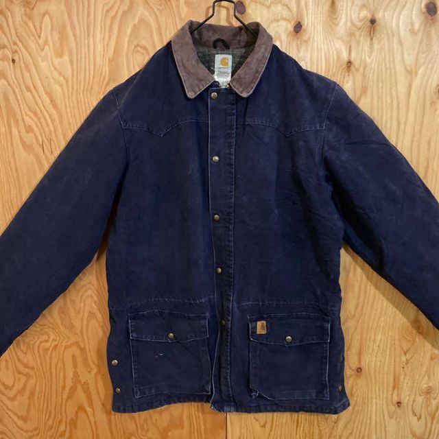 カーハート 紺 ダック アクティブ ジャケット 古着 コーデュロイ