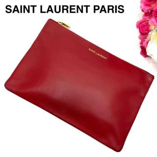 美品★SAINT LAURENT PARIS クラッチバッグ レザー レッド 赤