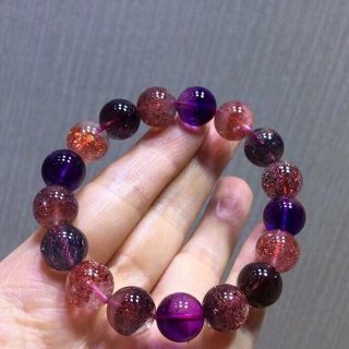 【高級】 パープルルチル スーパーセブン ブレスレット 12mm(ブレスレット)