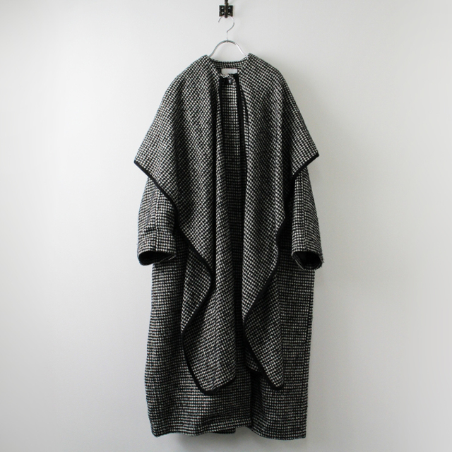 CLANE クラネ MIX HOUNDSTOOTH CAPE COAT 1/ブラック ハウンドトゥース ケープコート【2400013286428】