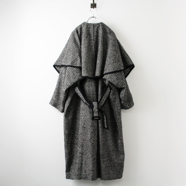 CLANE クラネ MIX HOUNDSTOOTH CAPE COAT 1/ブラック ハウンドトゥース ケープコート【2400013286428】