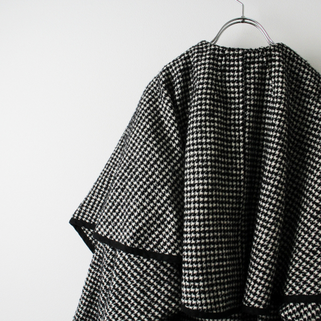 CLANE クラネ MIX HOUNDSTOOTH CAPE COAT 1/ブラック ハウンドトゥース ケープコート【2400013286428】