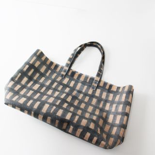 ミナペルホネン(mina perhonen)の美品 mina perhonen ミナペルホネン sora check large rectangular Luisa C. トートバッグ/グリーン【2400013285612】(トートバッグ)