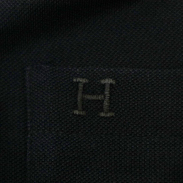 エルメス H 刺繍 コットン ポロシャツ メンズ ブラック HERMES