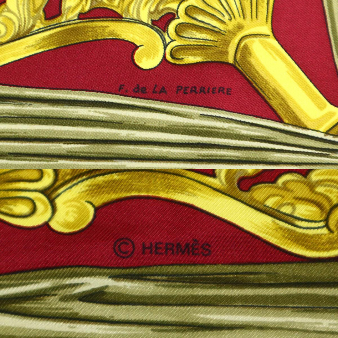 エルメス カレ90 ETRIERS 鐙 シルク スカーフ レディース ボルドー ホワイト HERMES  【アパレル・小物】 3