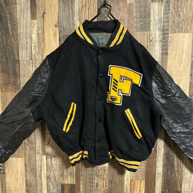 SALE/37%OFF】 スタジャン USA古着 M 袖レザー アウター ブルゾン