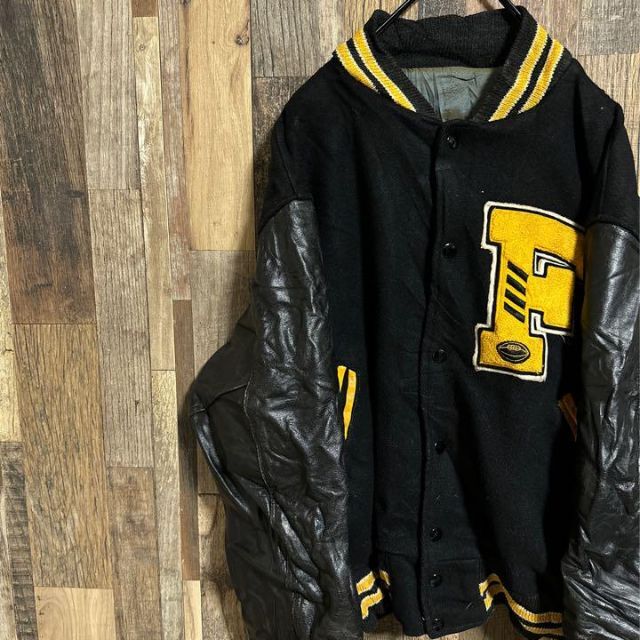 SALE/37%OFF】 スタジャン USA古着 M 袖レザー アウター ブルゾン
