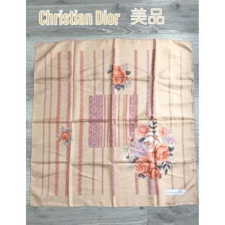 クリスチャンディオール(Christian Dior)の【美品】Christian Dior シルク 花柄 スカーフ ストール ショール(バンダナ/スカーフ)