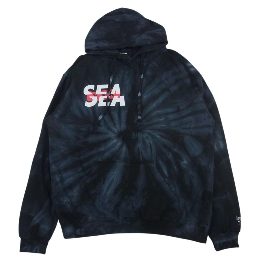 WIND AND SEA ウィンダンシー WDS-XXX-SP-04 × GOD SELECTION XXX ゴッドセレクショントリプルエックス BLACK SPIDER Tie-Dye ブラック スパイダー タイダイ プルオーバ― パーカー ブラック系 L