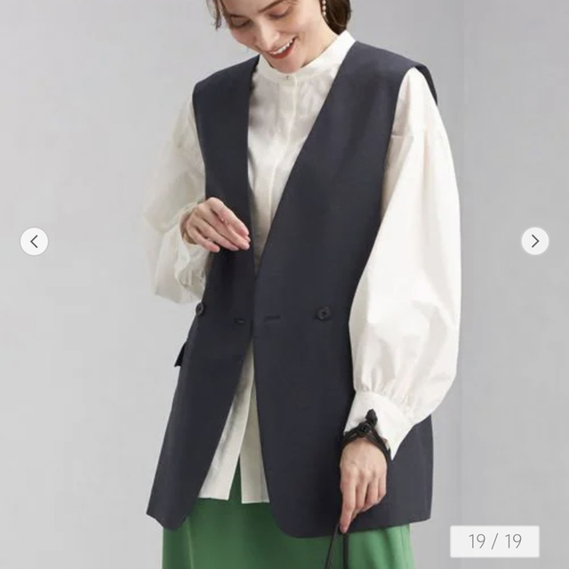 UNITED ARROWS green label relaxing(ユナイテッドアローズグリーンレーベルリラクシング)のgreen label relaxing スラブ オックス ベスト　紺　ジレ レディースのトップス(ベスト/ジレ)の商品写真