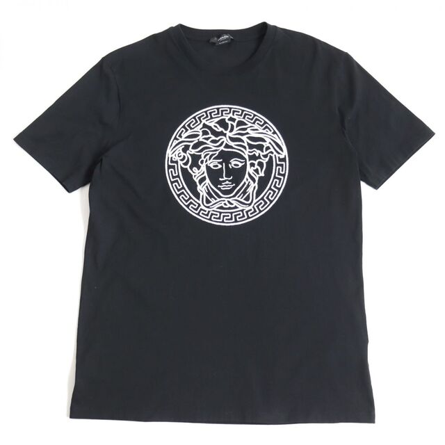 美品◆20年製 VERSACE ヴェルサーチ A89287 TAYLOR FIT メデューサ 総柄 プリント 半袖Tシャツ ブラック XL イタリア製 正規品 メンズ r14-st30329-331