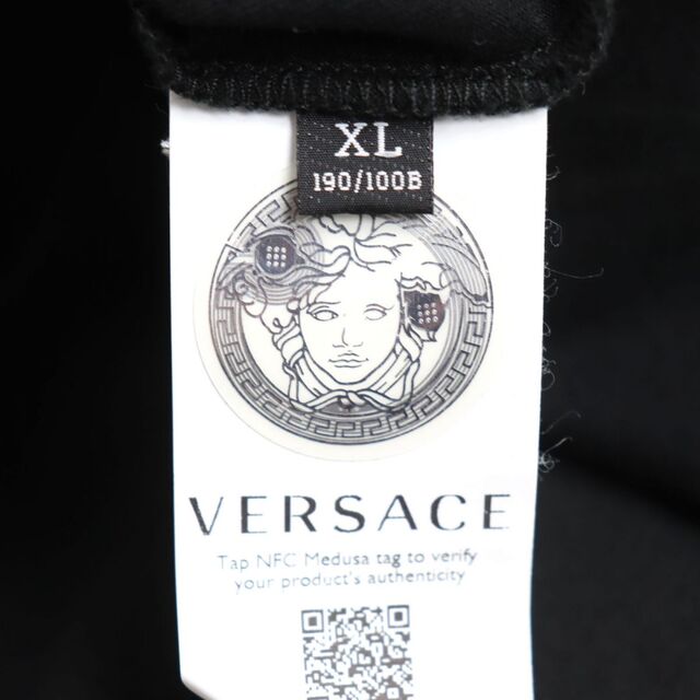 約54cm着丈美品◆20年製 VERSACE ヴェルサーチ A89287 TAYLOR FIT メデューサ 総柄 プリント 半袖Tシャツ ブラック XL イタリア製 正規品 メンズ r14-st30329-331