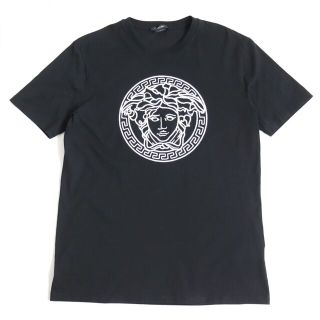 ヴェルサーチ(VERSACE)の美品◆20年製 VERSACE ヴェルサーチ A89287 TAYLOR FIT メデューサ 総柄 プリント 半袖Tシャツ ブラック XL イタリア製 正規品 メンズ r14-st30329-331(Tシャツ/カットソー(半袖/袖なし))