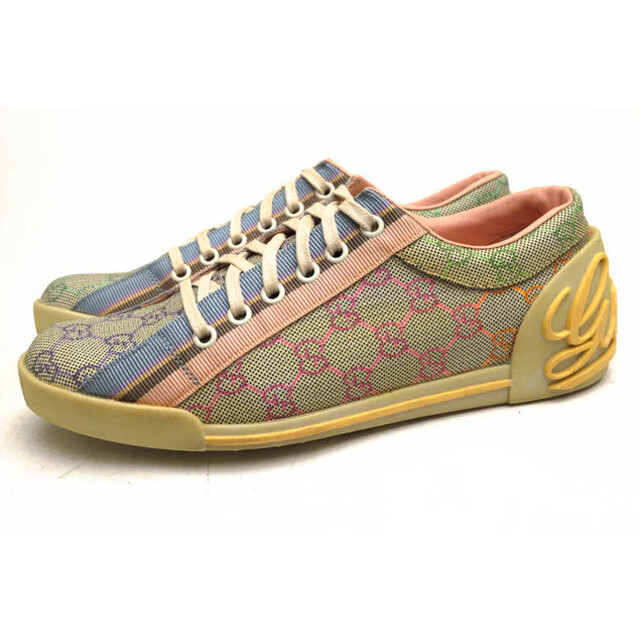 グッチ/GUCCI シューズ スニーカー 靴 ローカット レディース 女性 女性用コットン 綿 キャンバス ブルー 青 169733 ウェビングライン | フリマアプリ ラクマ