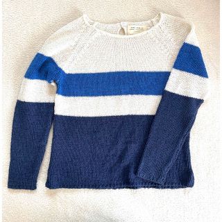 ザラキッズ(ZARA KIDS)のZARA ガールズ　ニット　綿ニット　春ニット　140 ネイビー　ボーダー(ニット)