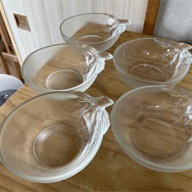 未使用 昭和レトロ ガラス小鉢 10個 まとめ売り ナス 花形