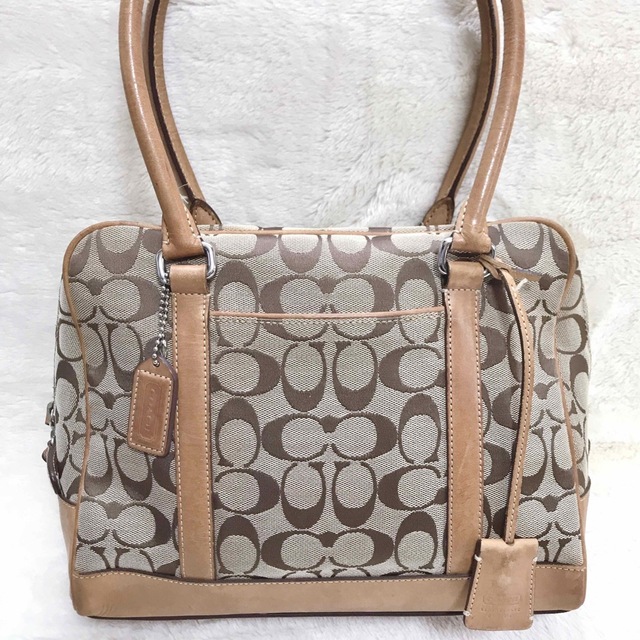 COACH ハンドバッグ 2way 肩掛け ブラウン シグネチャーレザー