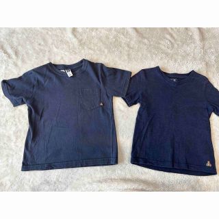 ベビーギャップ(babyGAP)の100cm gap ２着まとめ売り　半袖Tシャツ　紺　ネイビー　男の子　女の子(Tシャツ/カットソー)