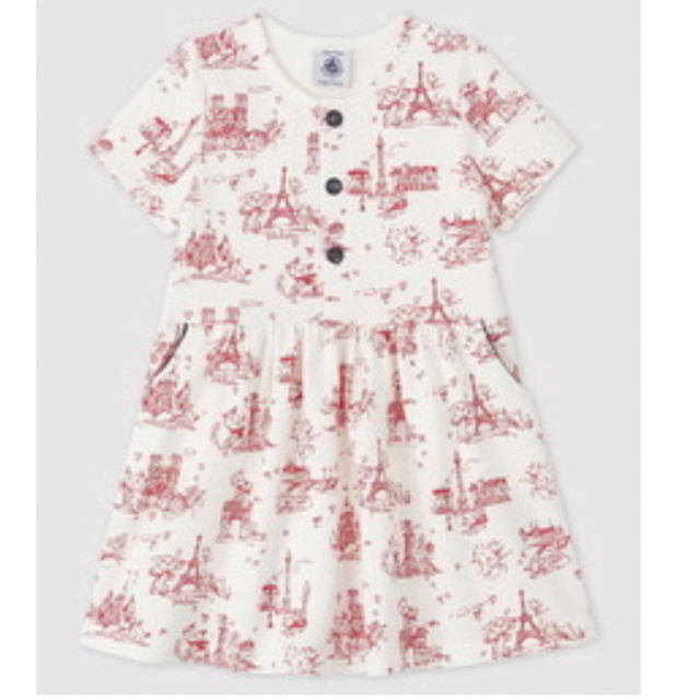 PETIT BATEAU(プチバトー)のプチバトー　スウェット半袖ワンピース　 キッズ/ベビー/マタニティのベビー服(~85cm)(ワンピース)の商品写真