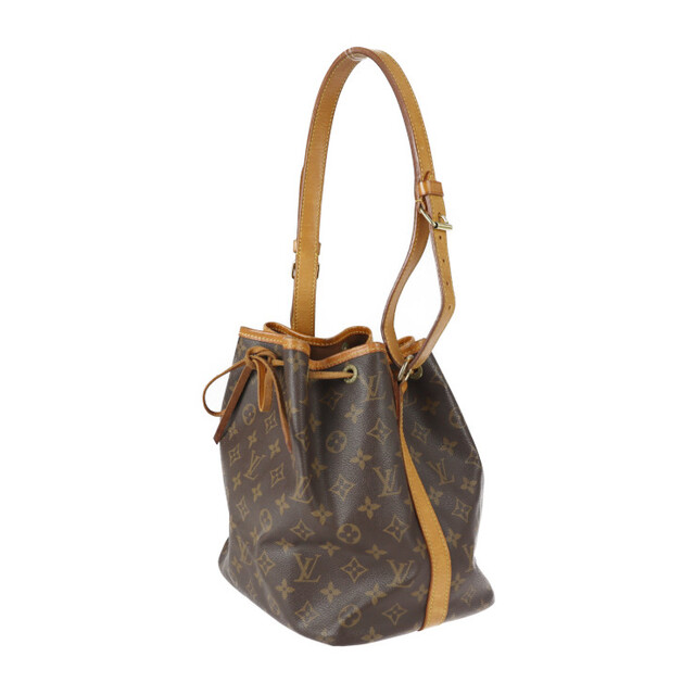 LOUIS VUITTON ルイ ヴィトン  プチノエ ショルダーバッグ M42226 モノグラムキャンバス レザー  ブラウン ゴールド金具  巾着型 ビトン 【本物保証】