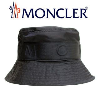 新品　MONCLER　モンクレール　バケットハット ブラック　54　ロゴパッチ