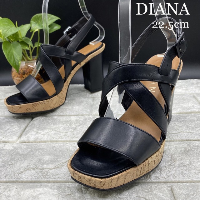 ★美品 DIANA ダイアナ クロスベルトサンダル ストーム 太ヒール 22.5