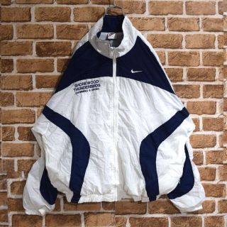 NIKE - 《ナイキ》90s銀タグ 刺繡スウッシュ ネイビー×白 M ナイロン ...