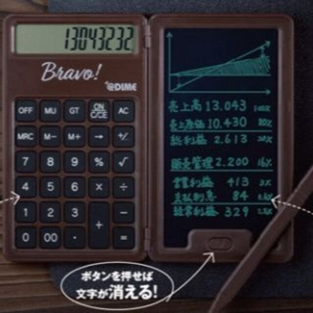 DIME 2023年 5月号付録 電子メモパッド付き計算機 インテリア/住まい/日用品の文房具(ノート/メモ帳/ふせん)の商品写真