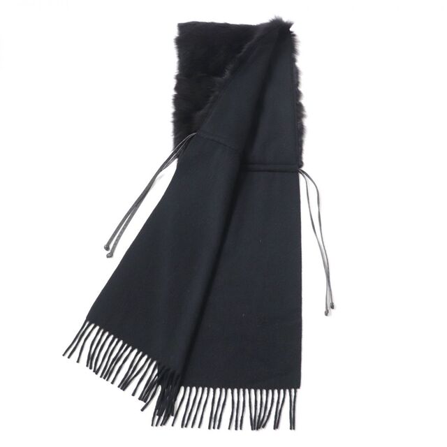 極美品☆正規品 FENDI フェンディ ミンク使い フリンジ付き カシミヤ