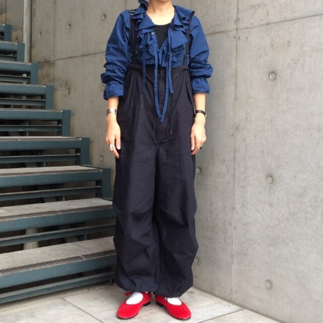 BEAMS BOY ビームスボーイ 2wayフリルフレンチスモック 13-11-0844-139 ONE SIZE NAVY 長袖 シャツ ブラウス  チェック トップス【中古】【BEAMS BOY】