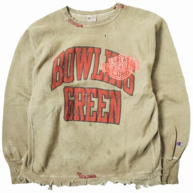 greatLAnd グレートランド COAL MINE SWEAT SHIRT コーヒー染め ダメージ＆リペア加工 リメイクスウェット XL ブラウン トレーナー チャンピオン リバースウィーブ トップス【greatLAnd】