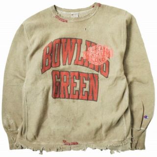 greatLAnd グレートランド COAL MINE SWEAT SHIRT コーヒー染め ダメージ＆リペア加工 リメイクスウェット XL ブラウン トレーナー チャンピオン リバースウィーブ トップス【中古】【greatLAnd】(スウェット)