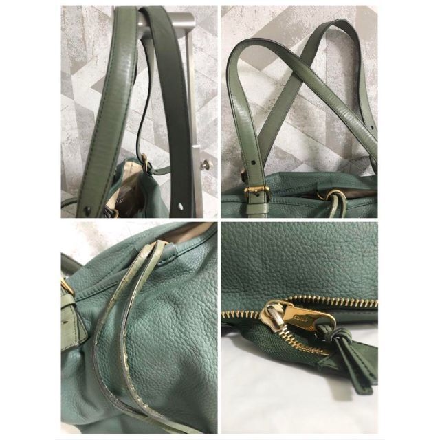 Chloe クロエ エレン レザー トートバッグ ショルダーバッグ 肩掛け 緑