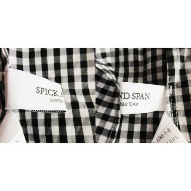 Spick & Span(スピックアンドスパン)のスピック&スパン ブラウス ハイネック 長袖 ボリュームスリーブ チェック 黒 レディースのトップス(シャツ/ブラウス(長袖/七分))の商品写真