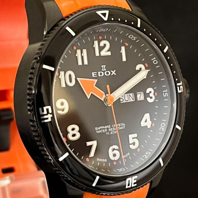 14時までの注文で即日配送 【EDOX】オレンジ色!!/新品未使用/メンズ