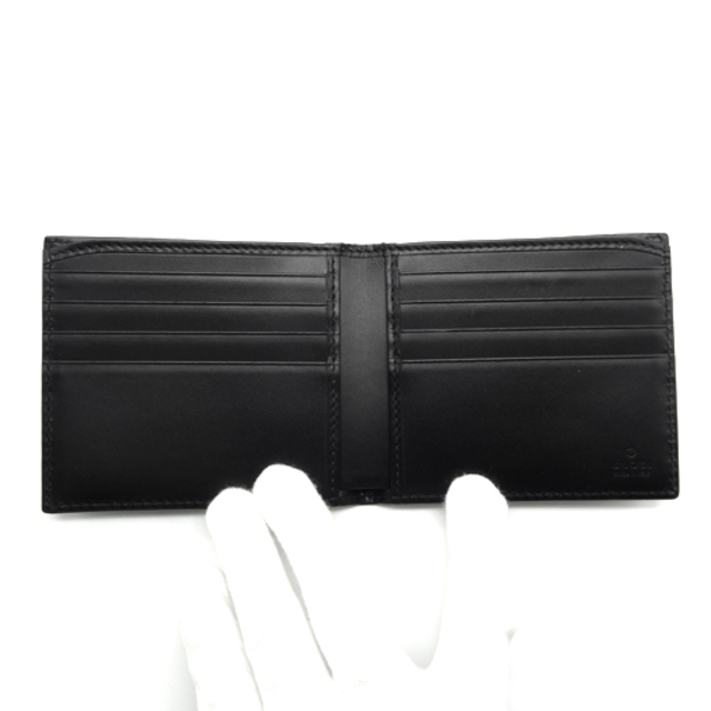 グッチ 二つ折り財布 グッチシマレザー ブラック 黒 473916 グッチ 二つ折り財布 グッチシマレザー ブラック 黒 473916