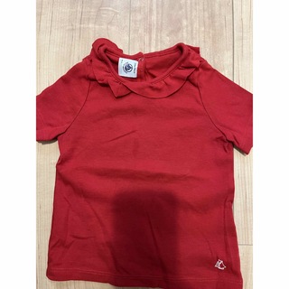 プチバトー(PETIT BATEAU)の美品USEDプチバトーTシャツ2歳86cm赤(Tシャツ/カットソー)