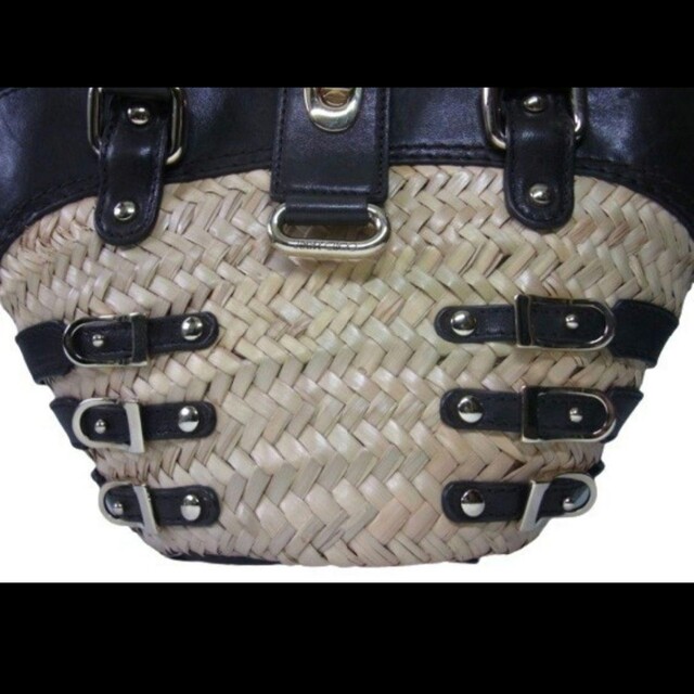 良品 JIMMY CHOO ジミーチュウ かごバッグ ストロー × レザー 良品 JIMMY CHOO ジミーチュウ かごバッグ ストロー × レザー