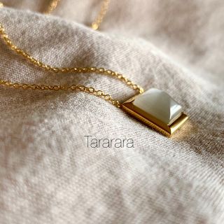 ●stainlessスクエア天然石necklace オパール●金属アレルギー対応(ネックレス)