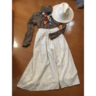 ローリーズファーム(LOWRYS FARM)の【処分！大幅値下げ★】パンツ 白 ボーダー ストライプ 春服(カジュアルパンツ)