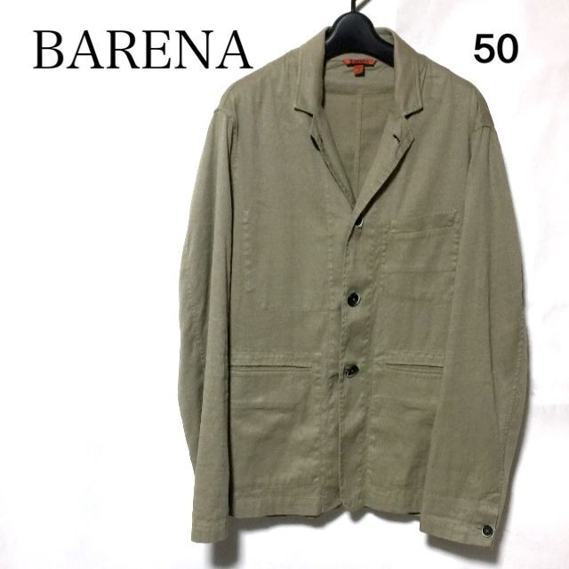 BARENA(バレナ)のバレナ リネンコットン 4B ジャケット 50/BARENA カーキ 退色あり メンズのジャケット/アウター(テーラードジャケット)の商品写真