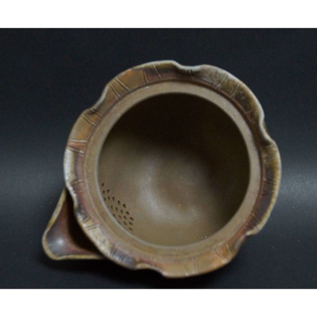 備前焼 小西陶古造窯変造形細工浮彫り立体『蓮葉に蛙/蟹』蓮形大振り宝
